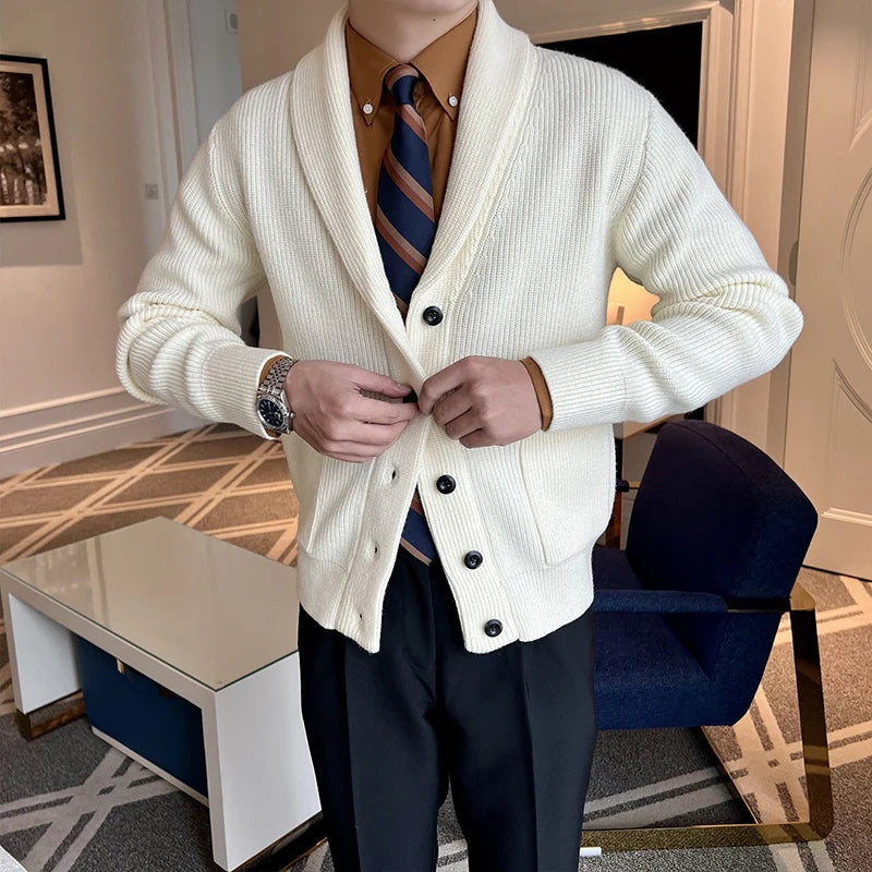 Shawl Collar Cardigan - Men's Shawl Collar Cardigan | Elegant Knitwear | Alex Shogun Alex Shogun Men's Clothes