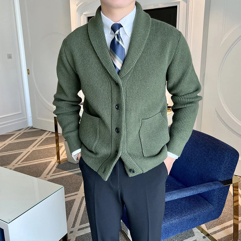 Shawl Collar Cardigan - Men's Shawl Collar Cardigan | Elegant Knitwear | Alex Shogun Alex Shogun Men's Clothes