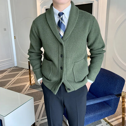Shawl Collar Cardigan - Men's Shawl Collar Cardigan | Elegant Knitwear | Alex Shogun Alex Shogun Men's Clothes
