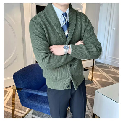 Shawl Collar Cardigan - Men's Shawl Collar Cardigan | Elegant Knitwear | Alex Shogun Alex Shogun Men's Clothes