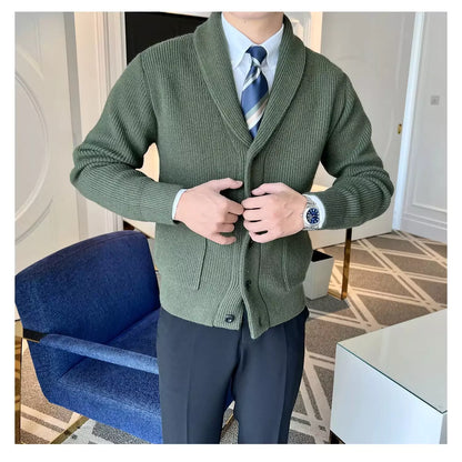 Shawl Collar Cardigan - Men's Shawl Collar Cardigan | Elegant Knitwear | Alex Shogun Alex Shogun Men's Clothes
