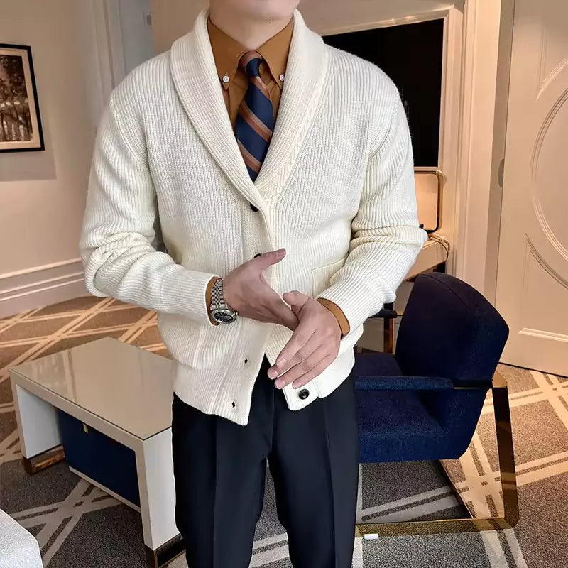 Shawl Collar Cardigan - Men's Shawl Collar Cardigan | Elegant Knitwear | Alex Shogun Alex Shogun Men's Clothes