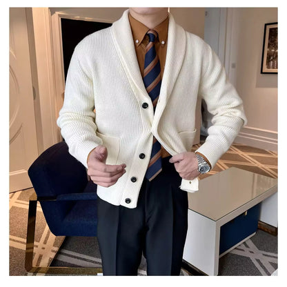 Shawl Collar Cardigan - Men's Shawl Collar Cardigan | Elegant Knitwear | Alex Shogun Alex Shogun Men's Clothes