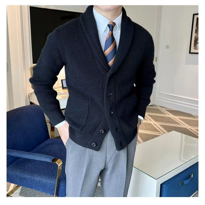 Shawl Collar Cardigan - Men's Shawl Collar Cardigan | Elegant Knitwear | Alex Shogun Alex Shogun Men's Clothes