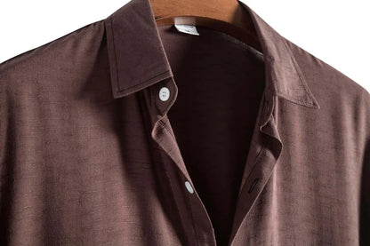 Short-Sleeved Shirt -  #  shirt Men's Brown Short Sleeve Shirt: Breathable Casual to Dressy Old Money  