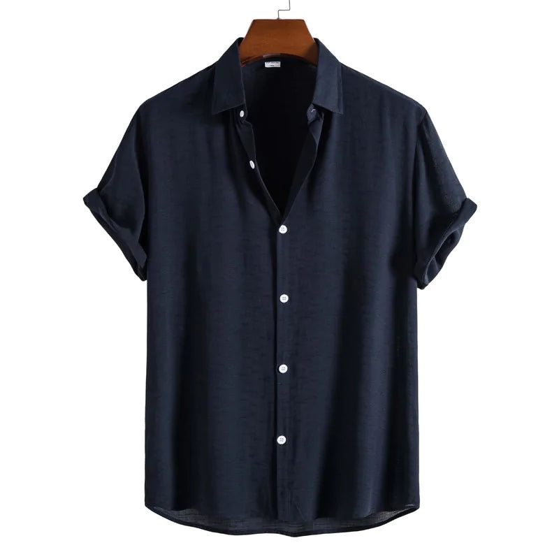 Short-Sleeved Shirt -  #  shirt Men's Brown Short Sleeve Shirt: Breathable Casual to Dressy Old Money  