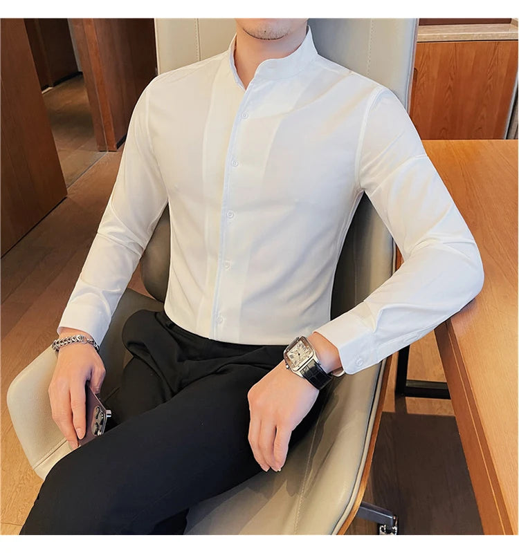 Slim Fit Tuxedo Shirt - Men's Slim Fit Tuxedo Shirt: Elegant and Sophisticated Alex Shogun Men's Clothes