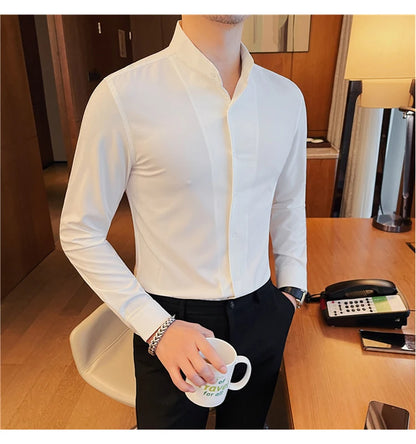 Slim Fit Tuxedo Shirt - Men's Slim Fit Tuxedo Shirt: Elegant and Sophisticated Alex Shogun Men's Clothes