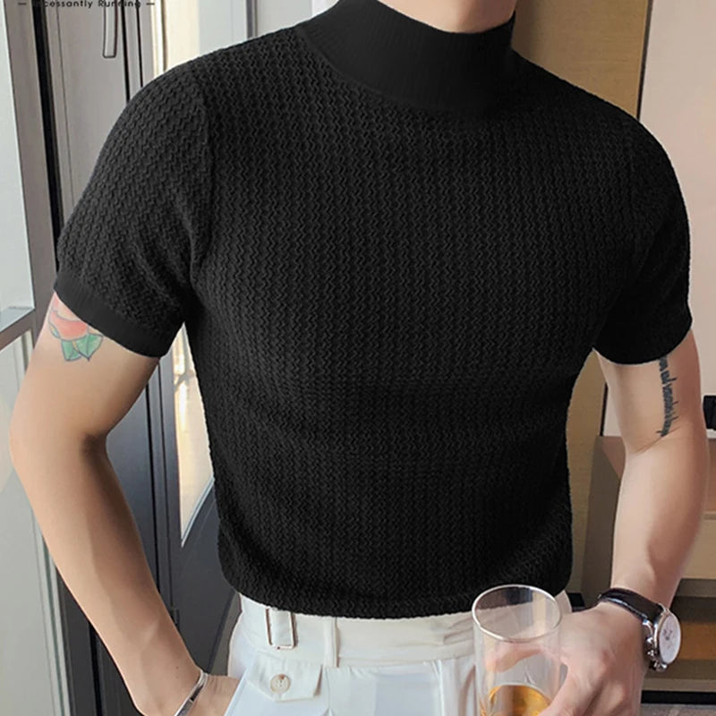 Sovereign Turtle Neck T-Shirt - Men's Knit T-Shirt | Classic Masculine Style | Alex Shogun Alex Shogun Men's Clothes
