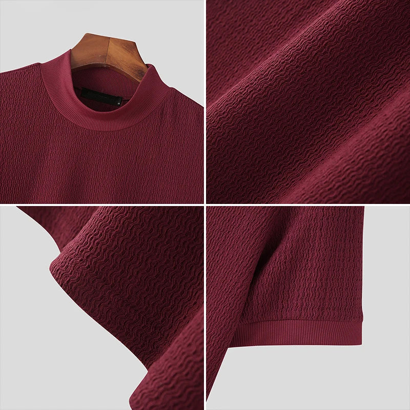 Sovereign Turtle Neck T-Shirt - Men's Knit T-Shirt | Classic Masculine Style | Alex Shogun Alex Shogun Men's Clothes