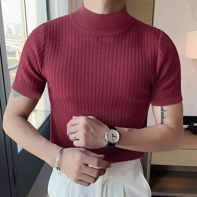 Sovereign Turtle Neck T-Shirt - Men's Knit T-Shirt | Classic Masculine Style | Alex Shogun Alex Shogun Men's Clothes