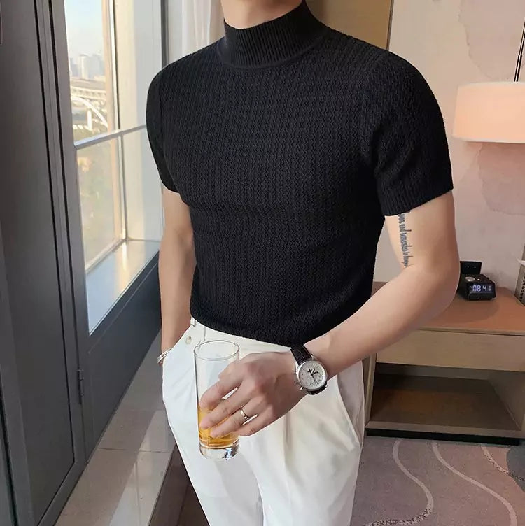 Sovereign Turtle Neck T-Shirt - Men's Knit T-Shirt | Classic Masculine Style | Alex Shogun Alex Shogun Men's Clothes