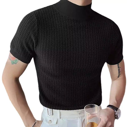 Sovereign Turtle Neck T-Shirt - Men's Knit T-Shirt | Classic Masculine Style | Alex Shogun Alex Shogun Men's Clothes