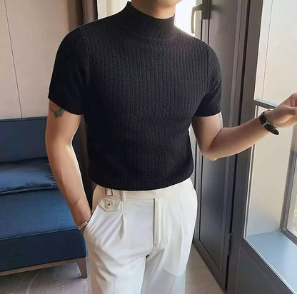 Sovereign Turtle Neck T-Shirt - Men's Knit T-Shirt | Classic Masculine Style | Alex Shogun Alex Shogun Men's Clothes