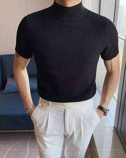 Sovereign Turtle Neck T-Shirt - Men's Knit T-Shirt | Classic Masculine Style | Alex Shogun Alex Shogun Men's Clothes