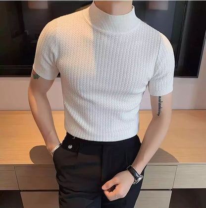 Sovereign Turtle Neck T-Shirt - Men's Knit T-Shirt | Classic Masculine Style | Alex Shogun Alex Shogun Men's Clothes