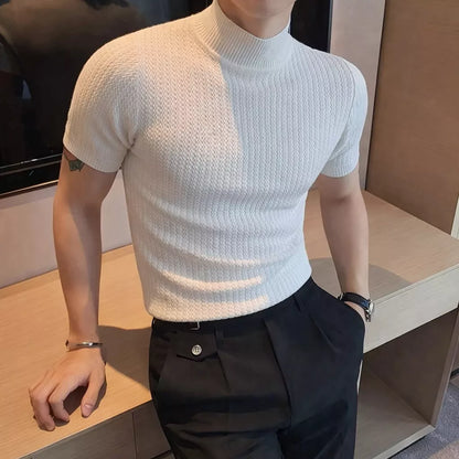 Sovereign Turtle Neck T-Shirt - Men's Knit T-Shirt | Classic Masculine Style | Alex Shogun Alex Shogun Men's Clothes