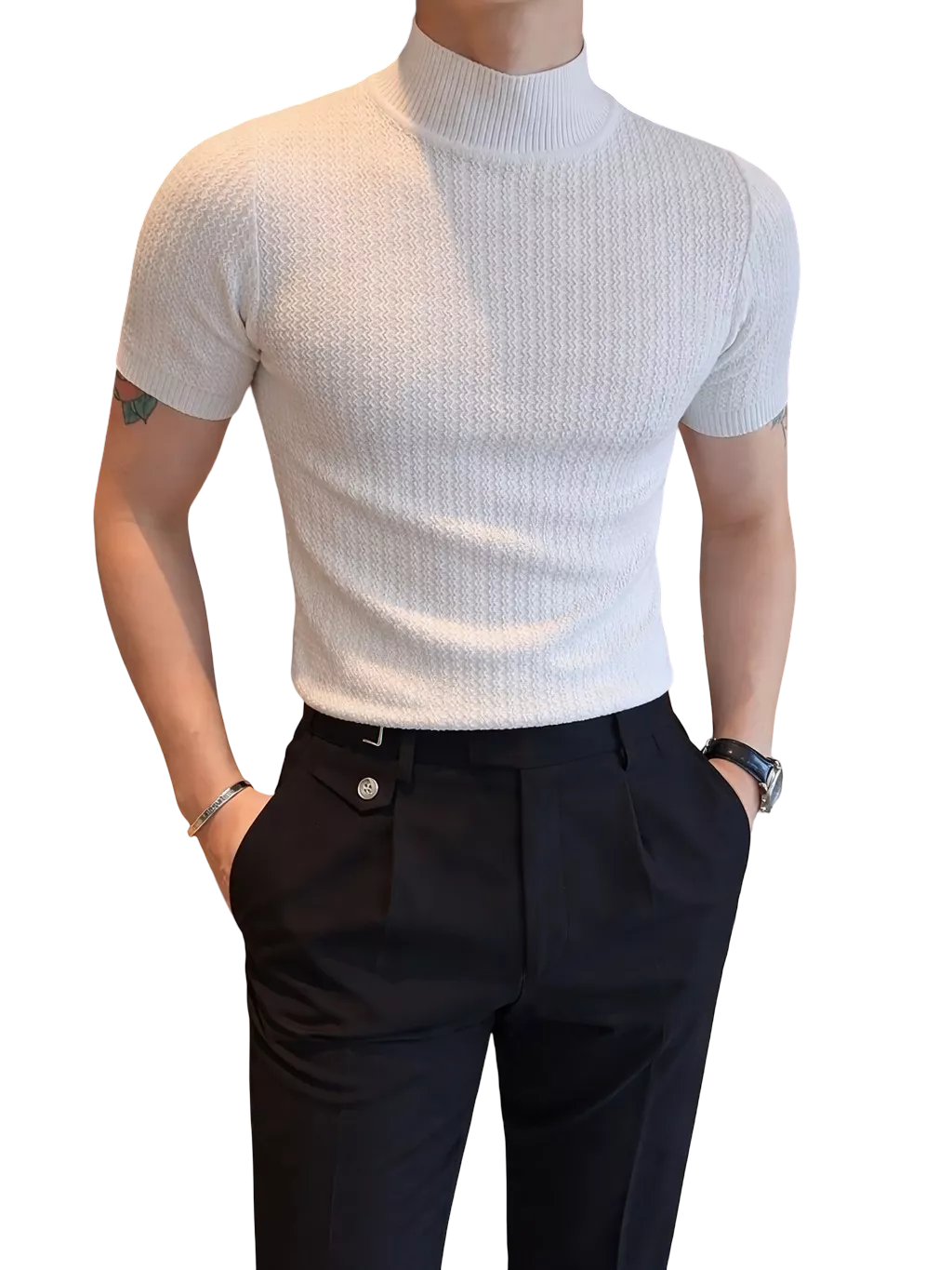Sovereign Turtle Neck T-Shirt - Men's Knit T-Shirt | Classic Masculine Style | Alex Shogun Alex Shogun Men's Clothes
