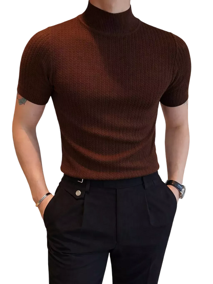 Sovereign Turtle Neck T-Shirt - Men's Knit T-Shirt | Classic Masculine Style | Alex Shogun Alex Shogun Men's Clothes