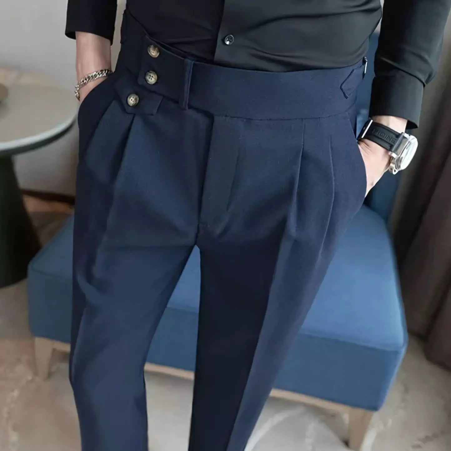 The Wellington Tailored Trouser - Elevate Your Style with Men's High Waist Suit Trousers | All-Season  Alex Shogun Men's Clothes