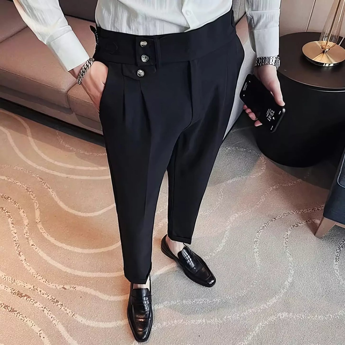 The Wellington Tailored Trouser - Elevate Your Style with Men's High Waist Suit Trousers | All-Season  Alex Shogun Men's Clothes