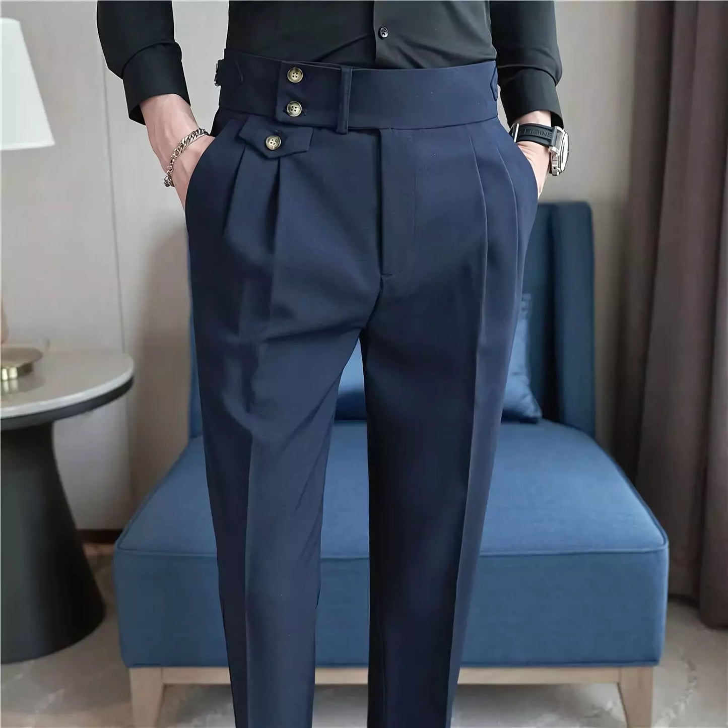 The Wellington Tailored Trouser - Elevate Your Style with Men's High Waist Suit Trousers | All-Season  Alex Shogun Men's Clothes