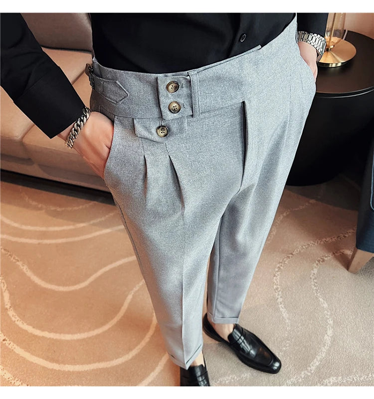 Tailored Wool Trousers -  #  pants Elevate Your Style with Men's High Waist Suit Trousers | All-Season  