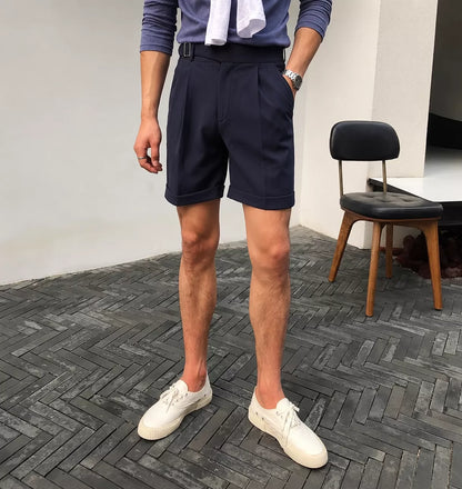 The Alt-Belt Short - Men's Formal Pleated Shorts | Diagonal Buckle Summer | Alex Shogun Alex Shogun Men's Clothes