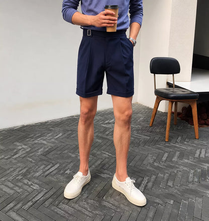 The Alt-Belt Short - Men's Formal Pleated Shorts | Diagonal Buckle Summer | Alex Shogun Alex Shogun Men's Clothes