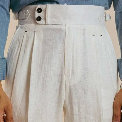 The Amalfi Linen Dress Pants - Men's High Waist Linen Trousers | Elegant Tailored | Alex Shogun Alex Shogun Men's Clothes
