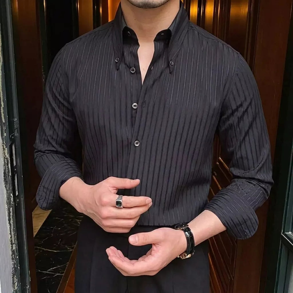 The Beaumont – Striped Shirt - Men's Striped Shirt | Pointed Collar Masculine Style | Alex Shogun Alex Shogun Men's Clothes