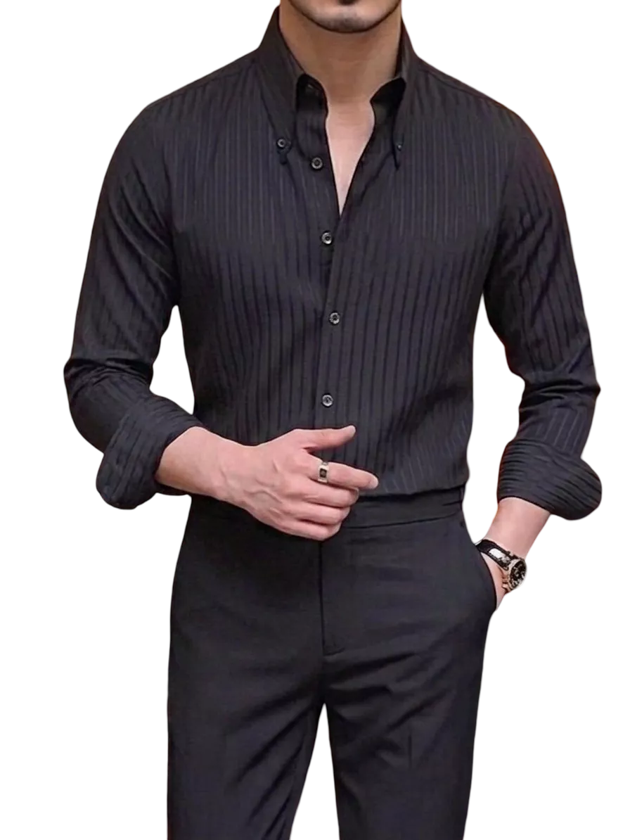 The Beaumont – Striped Shirt - Men's Striped Shirt | Pointed Collar Masculine Style | Alex Shogun Alex Shogun Men's Clothes