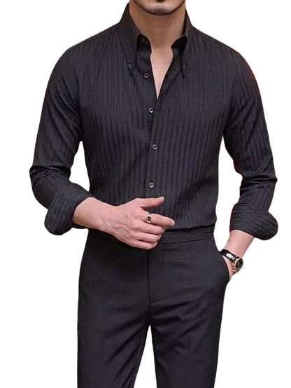 The Beaumont – Striped Shirt - Men's Striped Shirt | Pointed Collar Masculine Style | Alex Shogun Alex Shogun Men's Clothes