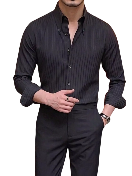 The Beaumont – Striped Shirt - Men's Striped Shirt | Pointed Collar Masculine Style | Alex Shogun Alex Shogun Men's Clothes