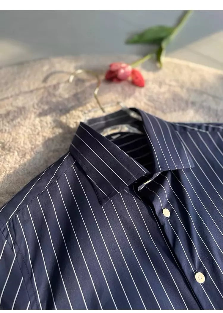 The Davies Dress Stripe Shirt - Striped long sleeve shirts in various trendy designs and colors Alex Shogun Men's Clothes