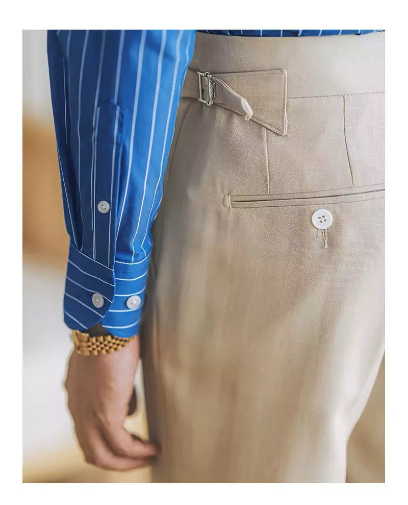 The Davies Dress Stripe Shirt - Striped long sleeve shirts in various trendy designs and colors Alex Shogun Men's Clothes