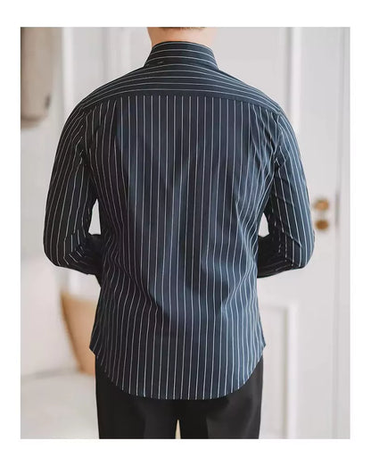 The Davies Dress Stripe Shirt - Striped long sleeve shirts in various trendy designs and colors Alex Shogun Men's Clothes