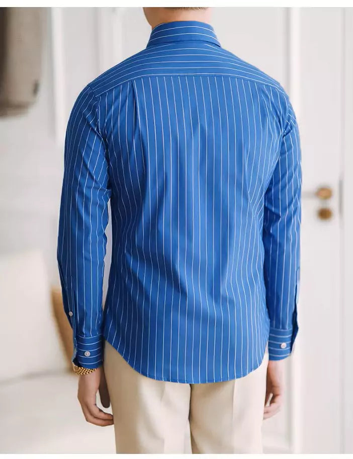 The Davies Dress Stripe Shirt - Striped long sleeve shirts in various trendy designs and colors Alex Shogun Men's Clothes