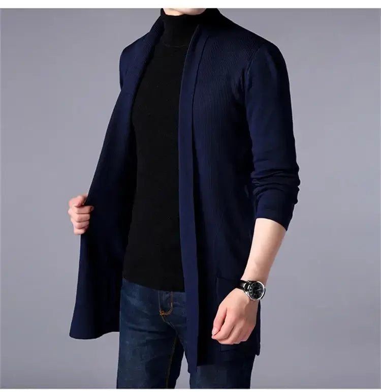 The Eclipse Knit Long Cardigan - Long Heritage Cardigan - Long Sleeve Cardigan Knitwear Comfort & Style Alex Shogun Men's Clothes