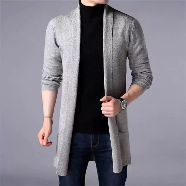 The Eclipse Knit Long Cardigan - Long Heritage Cardigan - Long Sleeve Cardigan Knitwear Comfort & Style Alex Shogun Men's Clothes