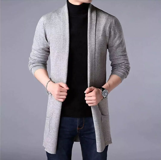 The Eclipse Knit Long Cardigan - Long Heritage Cardigan - Long Sleeve Cardigan Knitwear Comfort & Style Alex Shogun Men's Clothes