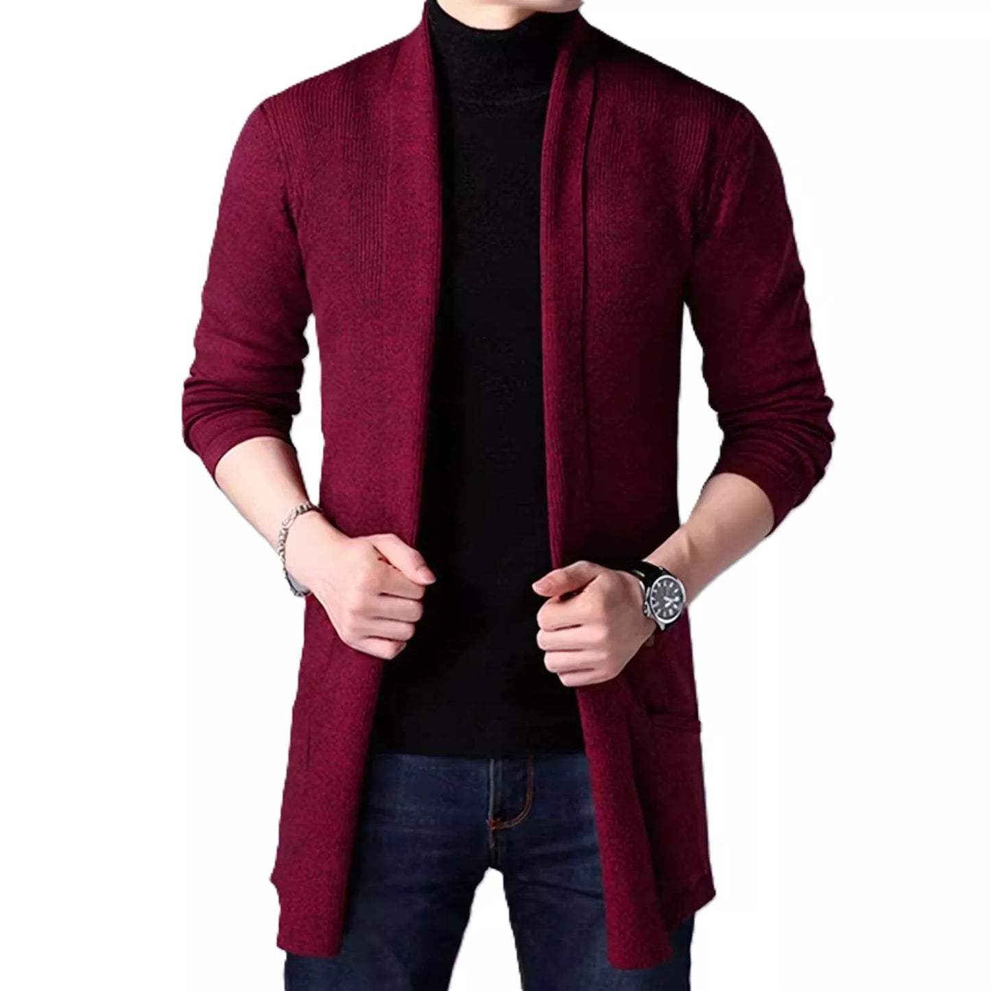 The Eclipse Knit Long Cardigan - Men's Long Knit Cardigan | Dark Masculine Knitwear | Alex Shogun Alex Shogun Men's Clothes