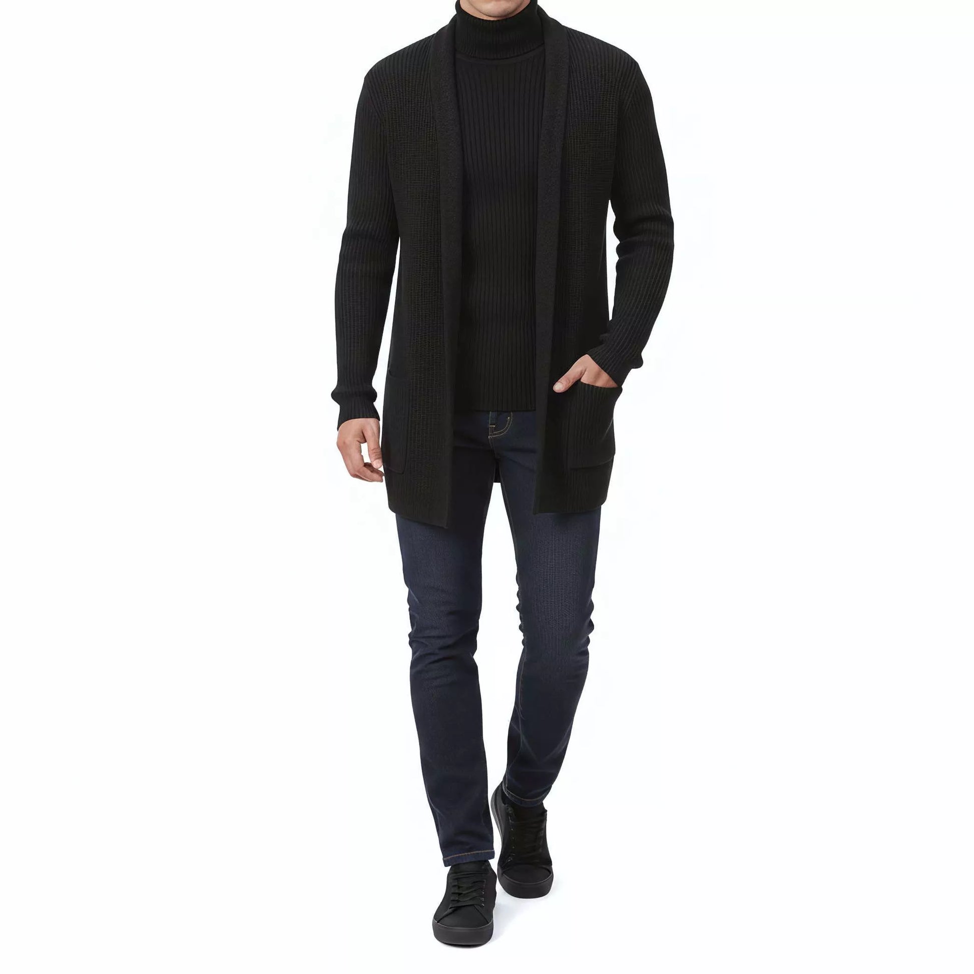 The Eclipse Knit Long Cardigan - Men's Long Knit Cardigan | Dark Masculine Knitwear | Alex Shogun Alex Shogun Men's Clothes