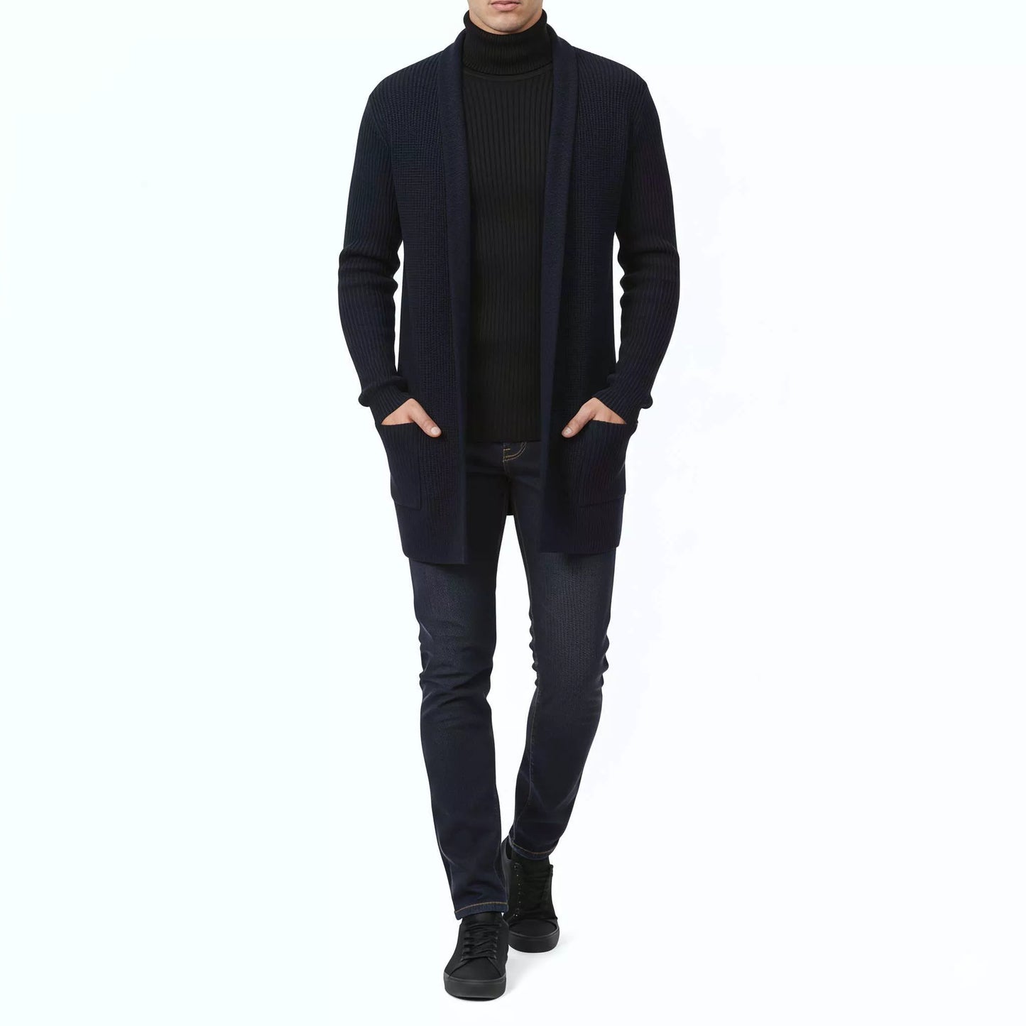 The Eclipse Knit Long Cardigan - Men's Long Knit Cardigan | Dark Masculine Knitwear | Alex Shogun Alex Shogun Men's Clothes