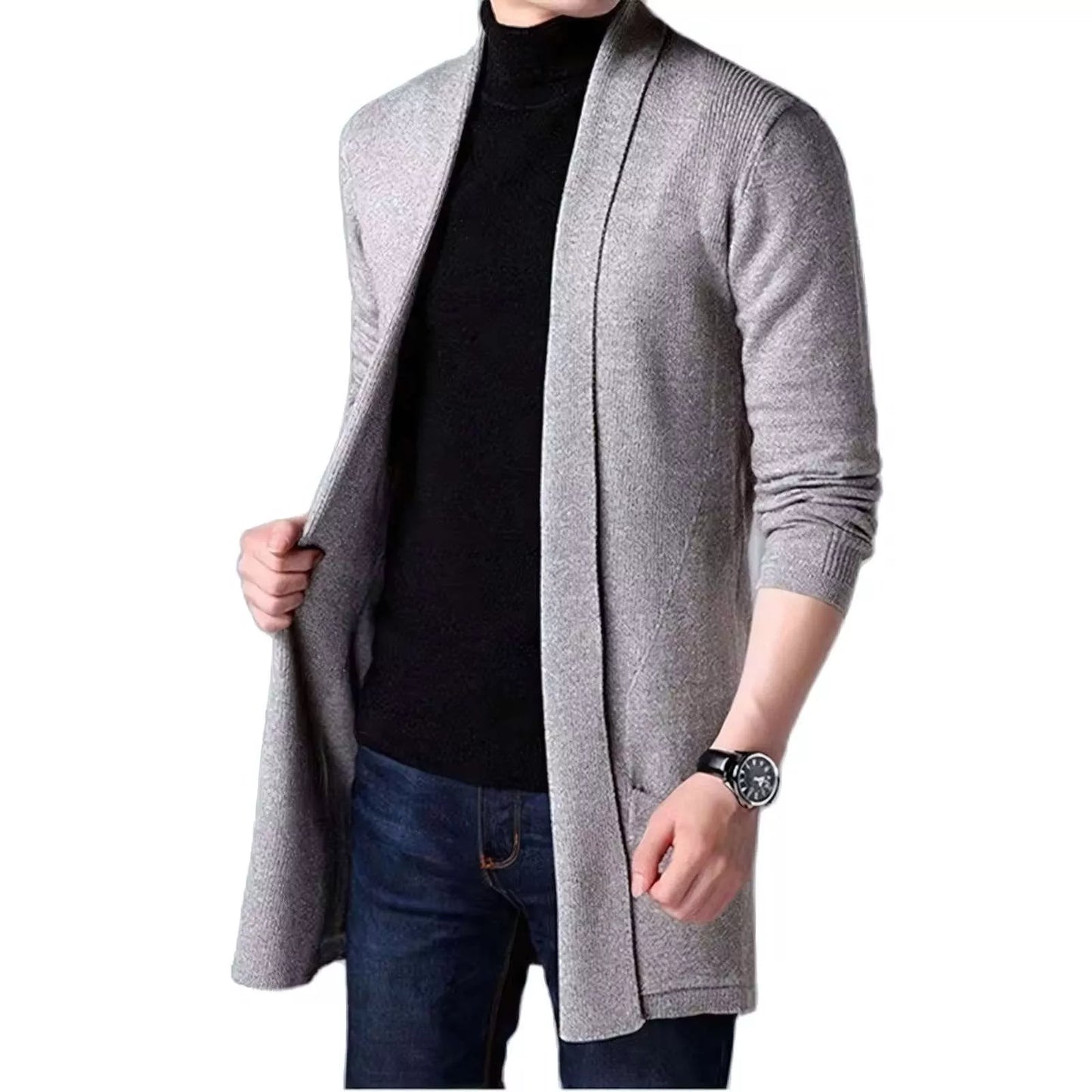 The Eclipse Knit Long Cardigan - Men's Long Knit Cardigan | Dark Masculine Knitwear | Alex Shogun Alex Shogun Men's Clothes