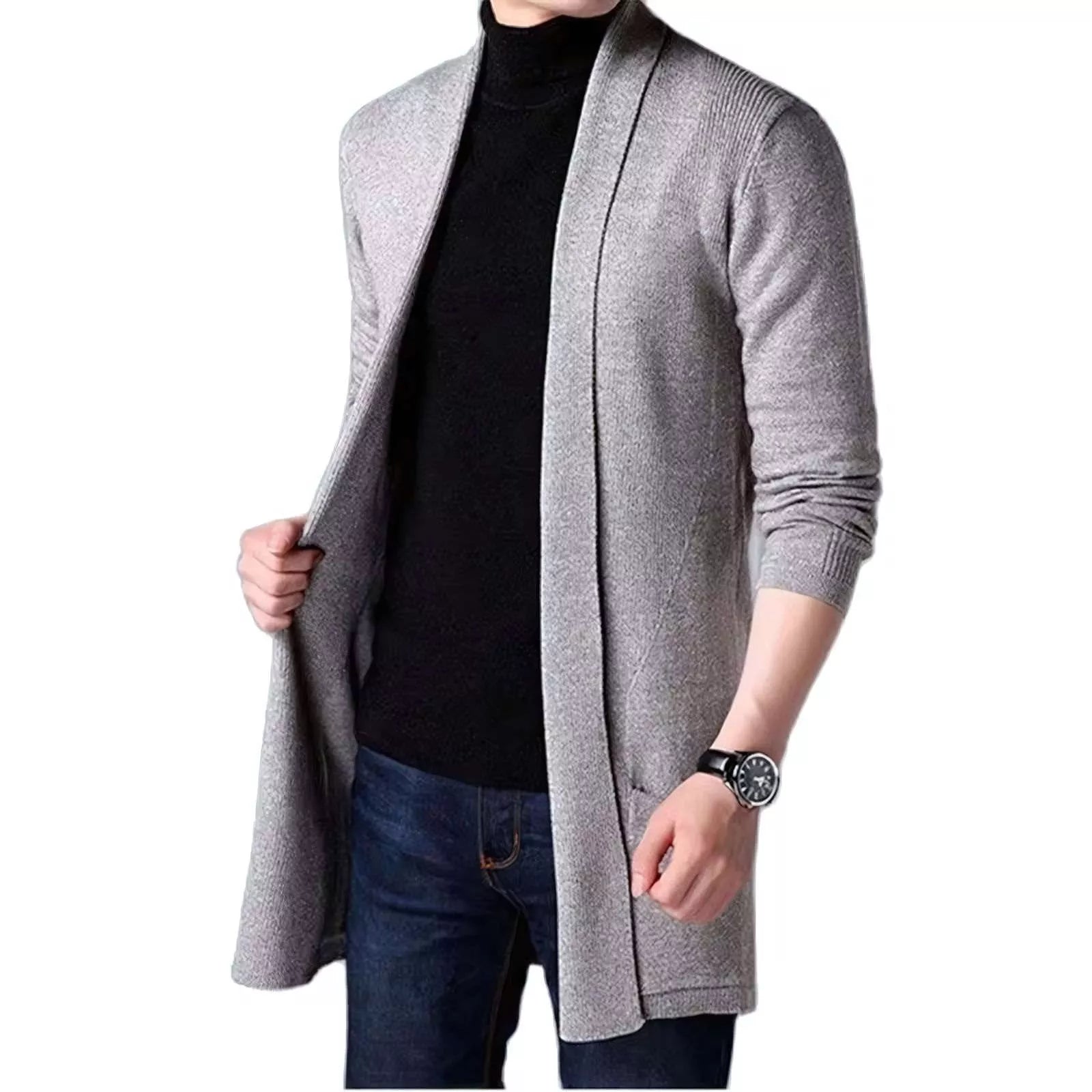 The Eclipse Knit Long Cardigan - Men's Long Knit Cardigan | Dark Masculine Knitwear | Alex Shogun Alex Shogun Men's Clothes