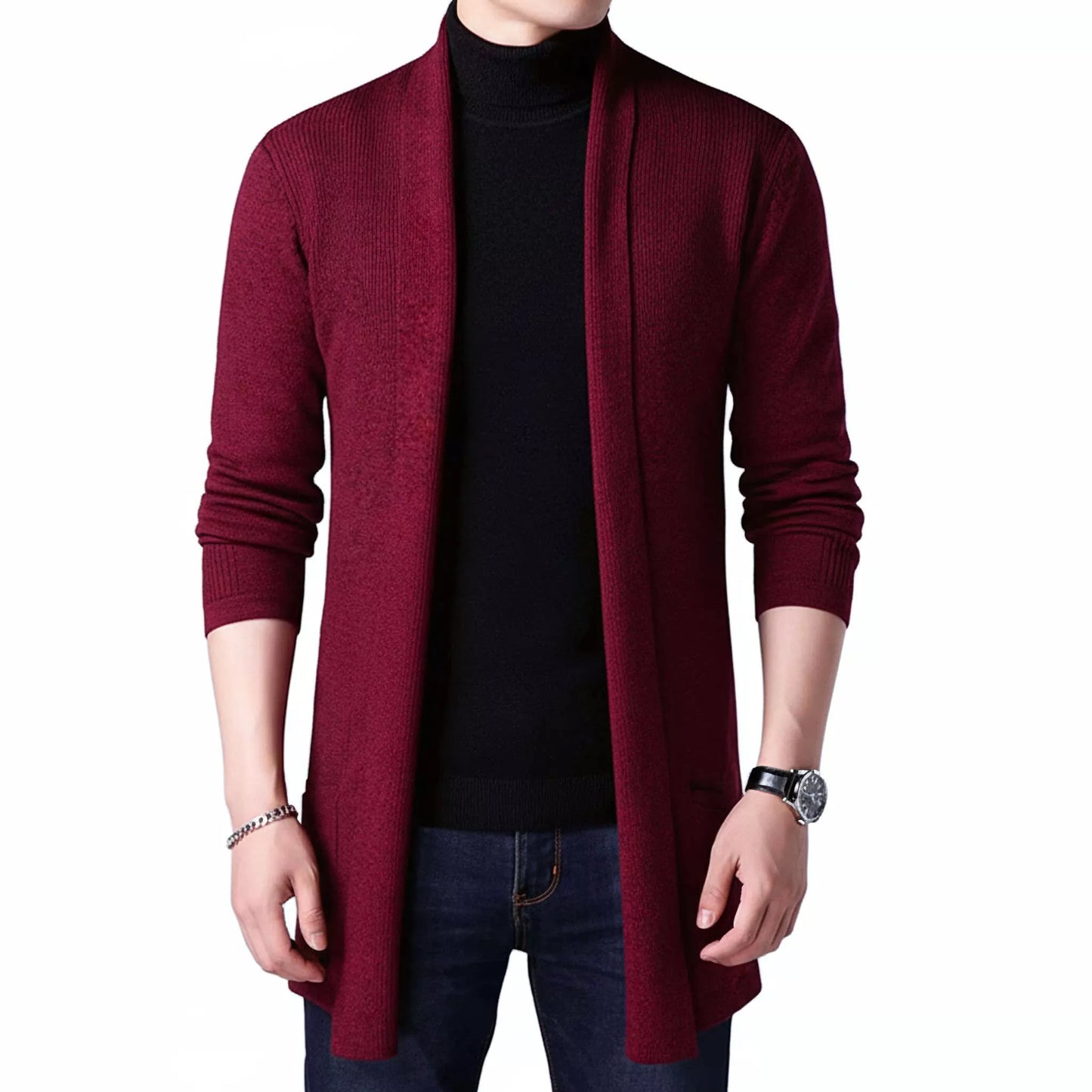 The Eclipse Knit Long Cardigan - Men's Long Knit Cardigan | Dark Masculine Knitwear | Alex Shogun Alex Shogun Men's Clothes