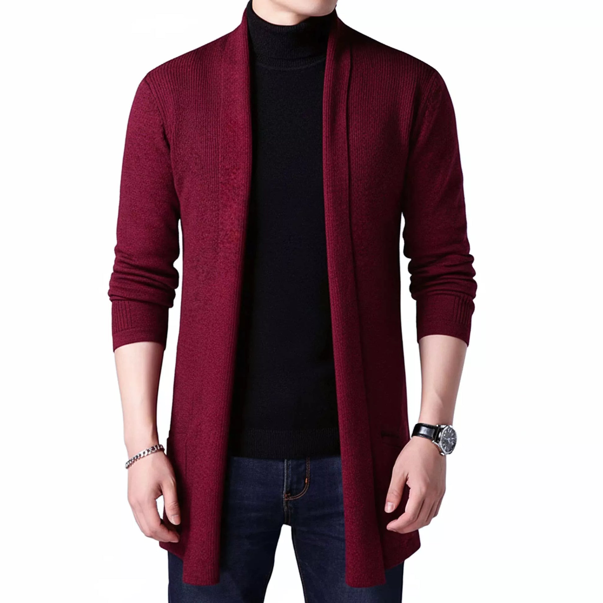 The Eclipse Knit Long Cardigan - Men's Long Knit Cardigan | Dark Masculine Knitwear | Alex Shogun Alex Shogun Men's Clothes
