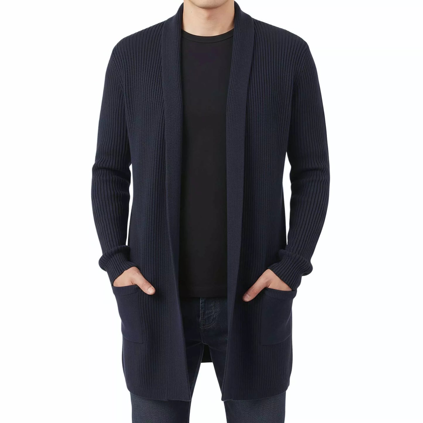 The Eclipse Knit Long Cardigan - Men's Long Knit Cardigan | Dark Masculine Knitwear | Alex Shogun Alex Shogun Men's Clothes
