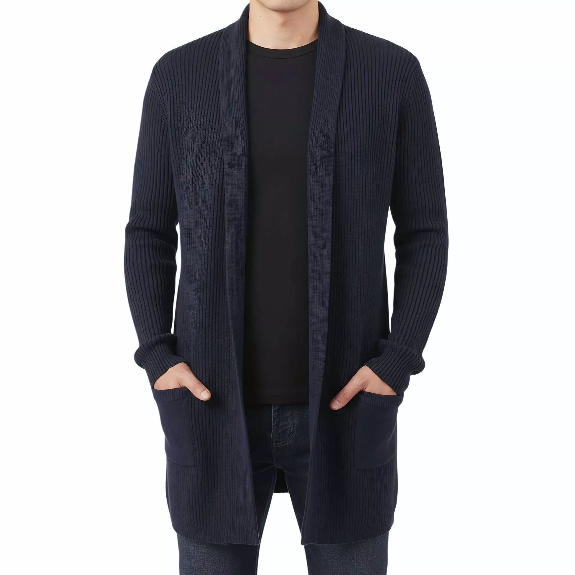 The Eclipse Knit Long Cardigan - Men's Long Knit Cardigan | Dark Masculine Knitwear | Alex Shogun Alex Shogun Men's Clothes